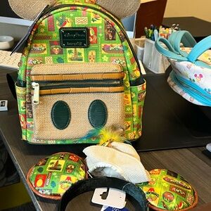 Disney Vibrant Green and Tan Kids Backpack
